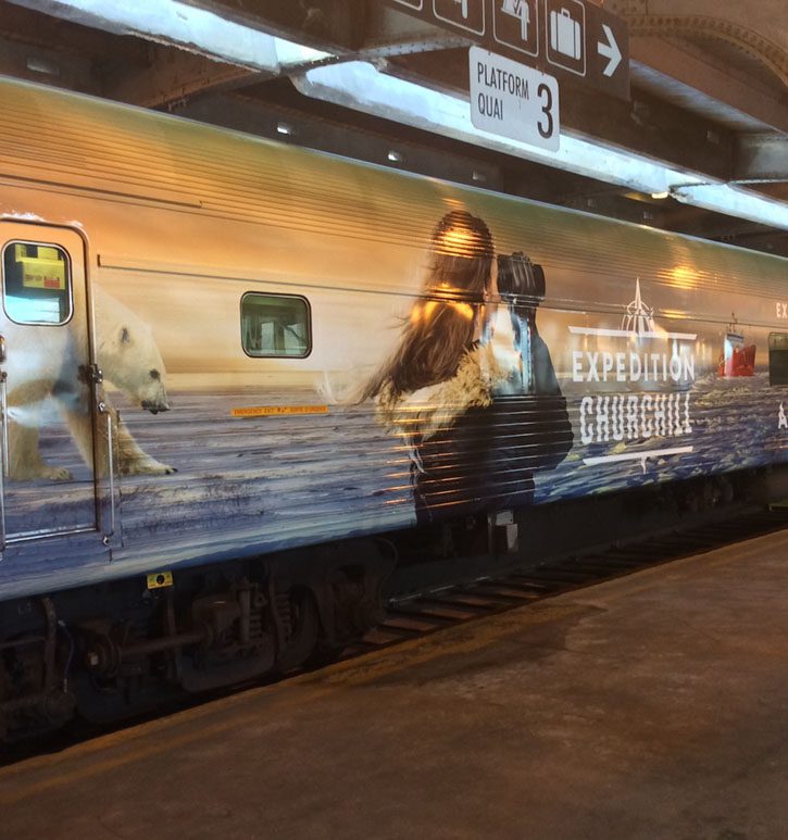 Custom printed train vehicle wrap - Expedition to Churchill