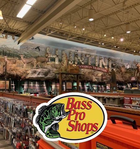 Large format printed retail wall decor for Bass Pro Shops with Logo